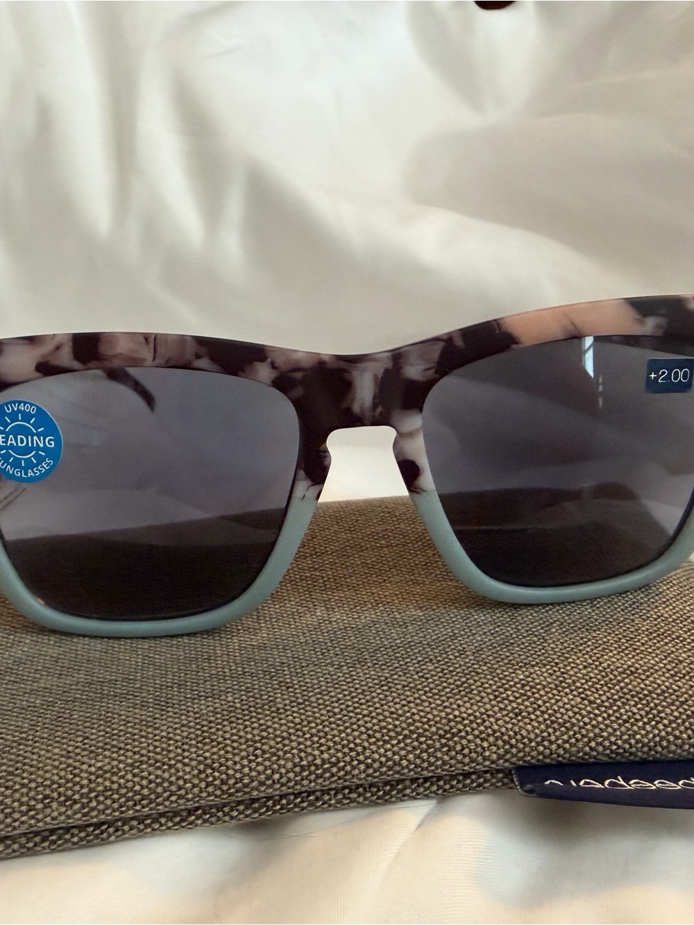 Women's Blue Tortoiseshell Reading Sunglasses +2.00